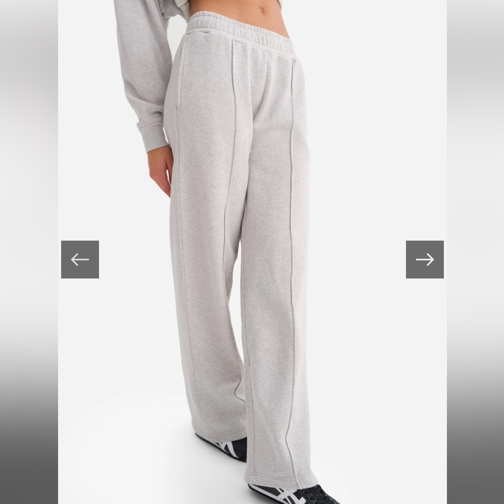 MATE the Label Heather Grey Organic Fleece Front Seam Sweatpants size S NWT